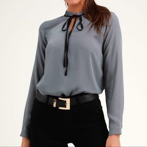 Lulu’s Tea Shop Grey Long Sleeve Top